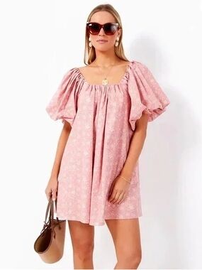 Tuckernuck Hyacinth House Floral Pink Puff Sleeve Oakley Dress XS